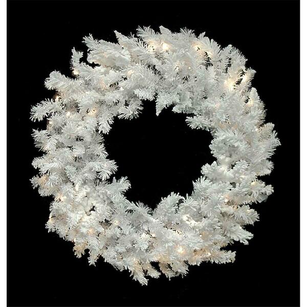 Queens Of Christmas 4 ft. White Sequoia Pre-Lit with LED Wreath, Warm White GWWSQ-04-LPW